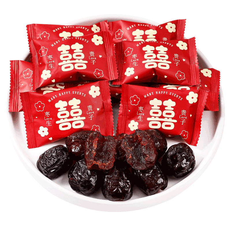 双喜喜枣结婚喜糖婚糖报喜红枣子
