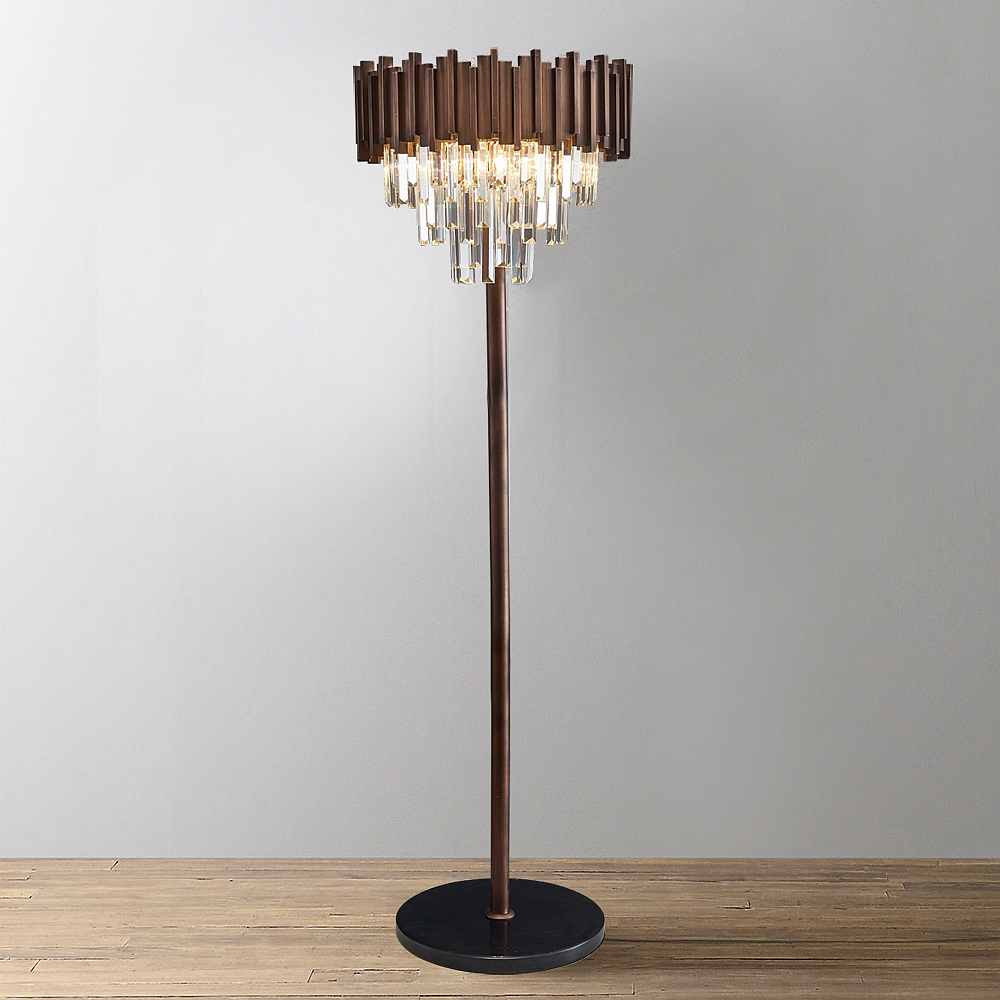 轻奢落地灯创意咖啡色客厅地灯卧室样版间设计师美式复古出口地灯
