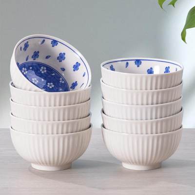 陶瓷碗套装家用新款2023米饭碗创意日式网红白瓷餐具釉下彩面汤碗