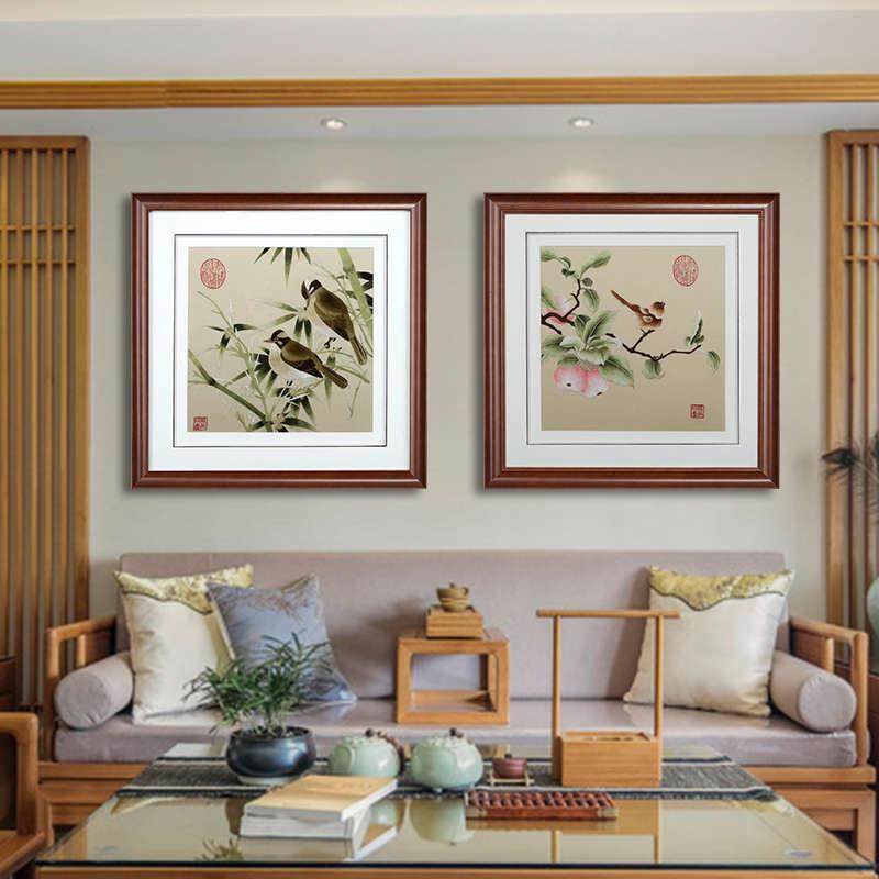 金吴针纯手工苏绣成品挂画客厅玄关中式装饰画苏州刺绣画宋人花鸟