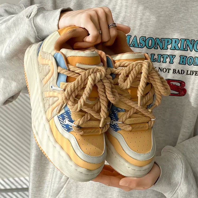 【原单货】厚底增高7CM面包鞋2026春季新款情侣百搭耐磨休闲板鞋,流行男鞋,休闲板鞋,淘宝优惠券,粉丝福利购,淘宝优惠卷