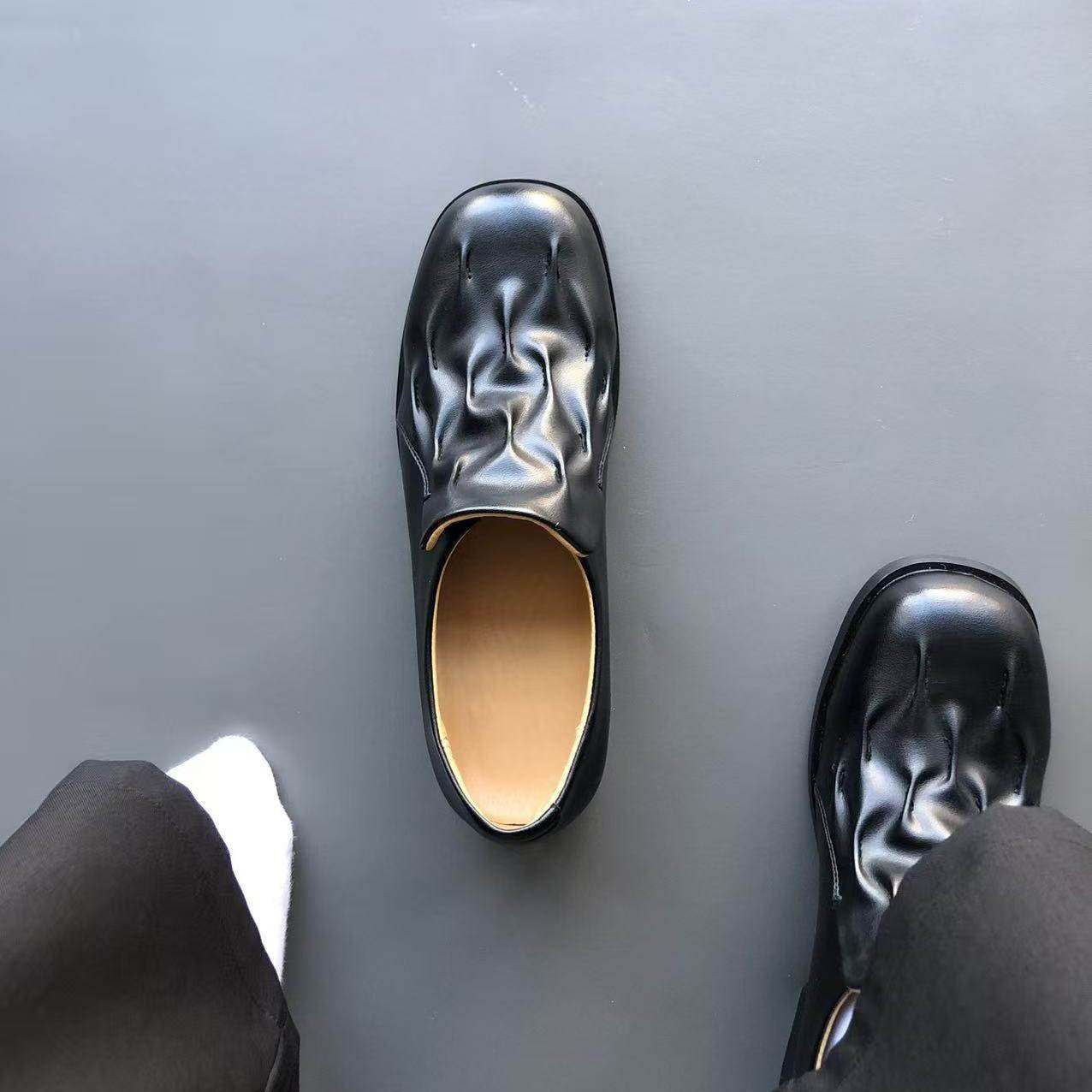 【原单货】一脚蹬褶皱感乐福鞋男黑色圆头休闲皮鞋增高通勤德比鞋,流行男鞋,休闲皮鞋,淘宝优惠券,粉丝福利购,淘宝优惠卷