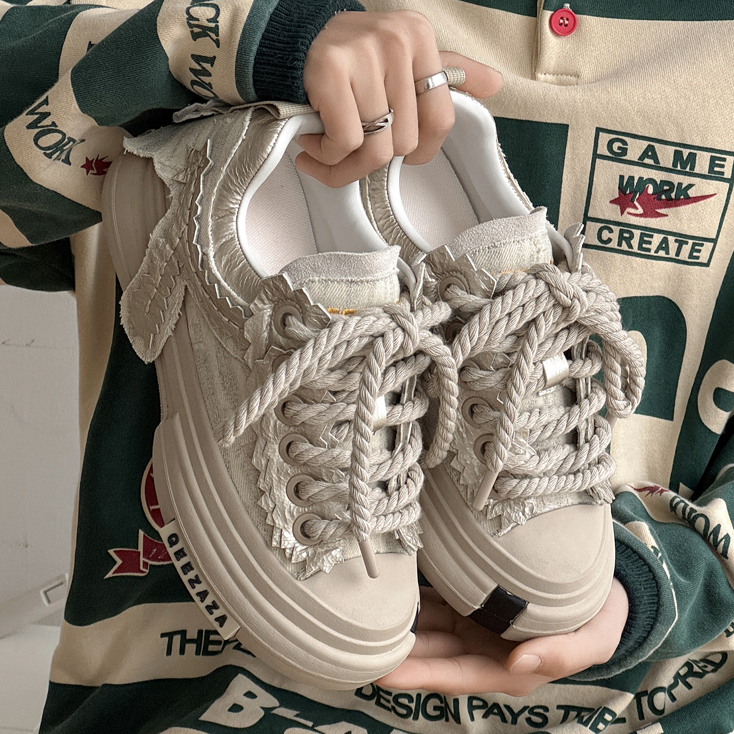 2026新款解构风小众厚底帆布鞋男女情侣款低帮休闲板鞋百搭潮鞋,流行男鞋,休闲板鞋,淘宝优惠券,粉丝福利购,淘宝优惠卷