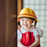小丸子兒童防曬帽創(chuàng)意可愛男孩女孩卡通透氣漁夫帽黃色小帽子遮陽