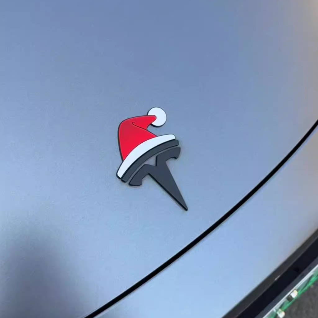 特斯拉圣诞帽磁吸3d浮雕立体趣味小红帽modely3女生个性汽车装饰