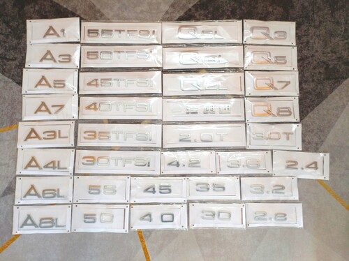 奥迪车标A3/A4L/Q5L/A6L/Q3A8L后车数字尾标四驱标侧标改装排量标