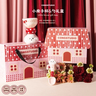 CONGSTUDIO|可爱少女猫狗杯子勺子礼盒生日新婚乔迁新年礼物送礼