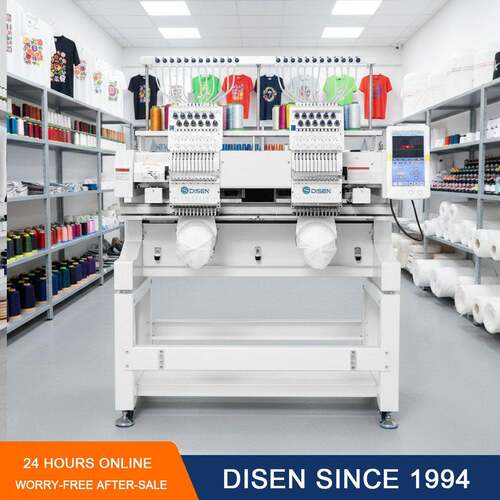 DISEN2头12针速电脑绣花机大型全自动帽绣机全新商用刺绣平绣机