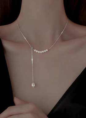 钛钢不掉色可调节天然珍珠项链