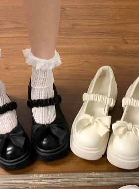 儿童女大童高跟小皮鞋白色增高女孩洛丽塔单鞋春夏配裙子百搭jk鞋
