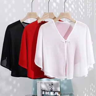 薄款小披肩夏季配吊带裙子空调衫女开衫外搭雪纺民族风小外套