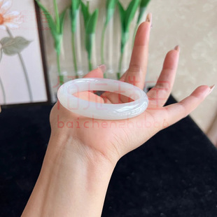 新疆和田白玉手镯然真品玉镯子羊脂天然玉石汉白玉手镯送女士妈妈