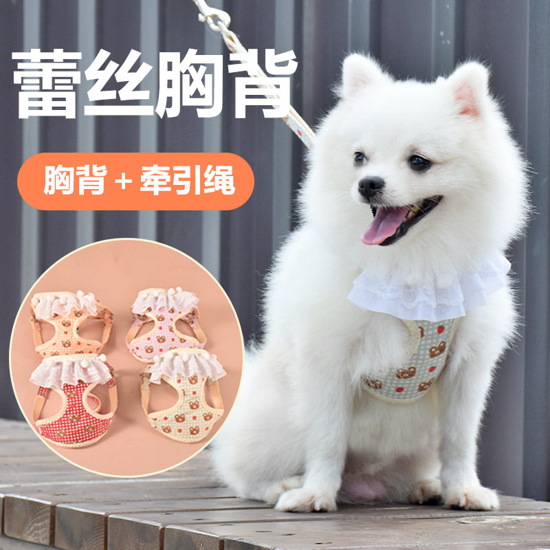 狗狗牵引绳小型犬用拴狗绳泰迪雪纳瑞胸背式比熊狗链背心式牵狗绳