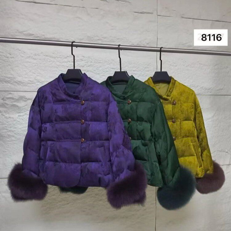 新款中式国风人丝提花拼接女装气质冬季保暖高级感轻奢棉衣外套