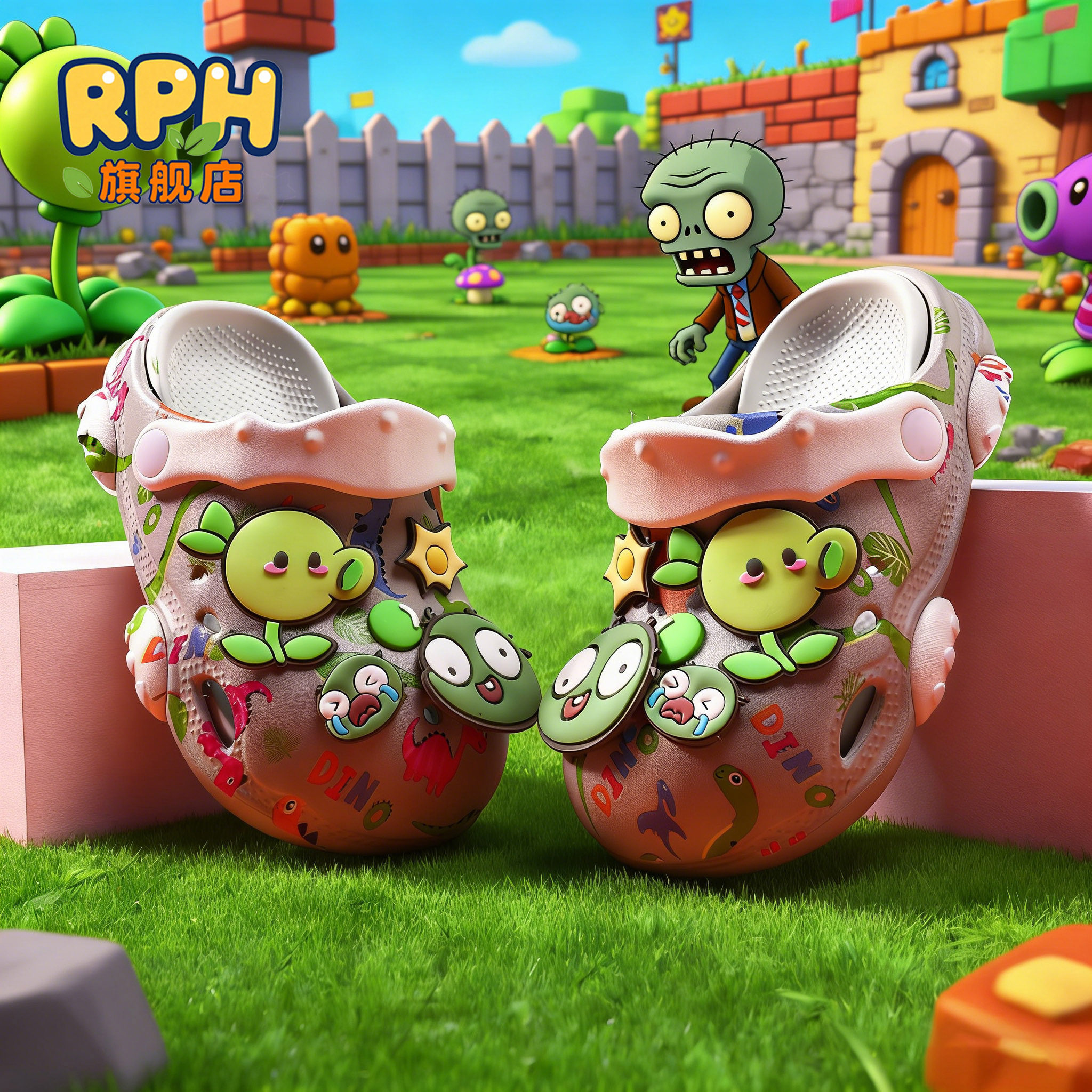 植物大战僵尸儿童洞洞鞋男童拖鞋夏季新款凉鞋宝宝防滑男孩沙滩鞋