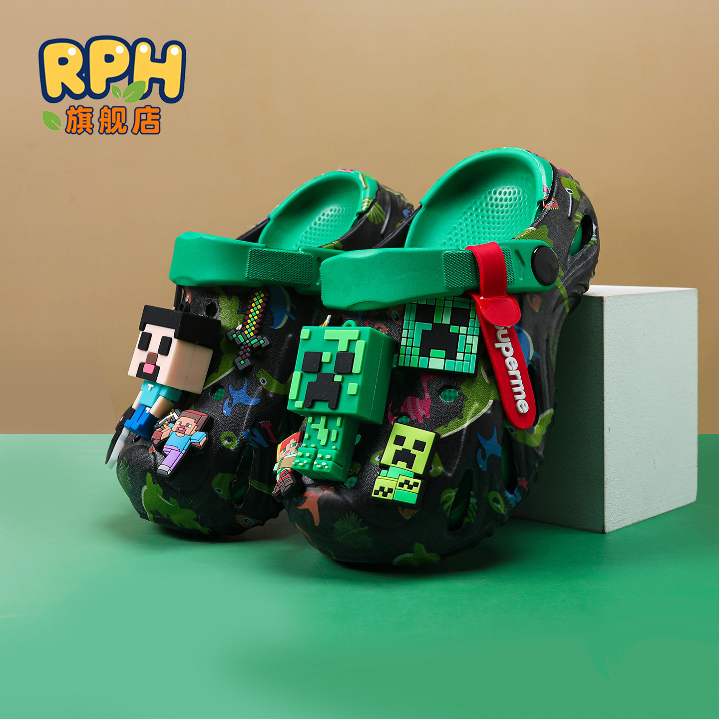 我的世界洞洞鞋男童拖鞋儿童夏季新款软底男孩凉鞋宝宝青少年沙滩