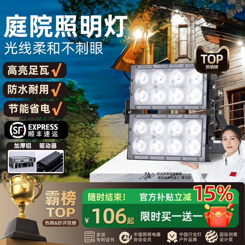 led户外照明投光灯200w室外院子庭院接电款探照灯强光超亮