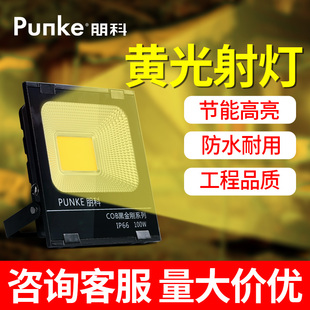 黄光射灯户外投光灯LED暖色景观灯外墙专用暖光灯防水黄色照明灯