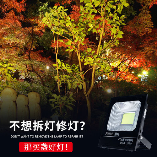 暖色投光灯3000K射灯户外防水暖白泛光灯室外射树灯暖光led照树灯
