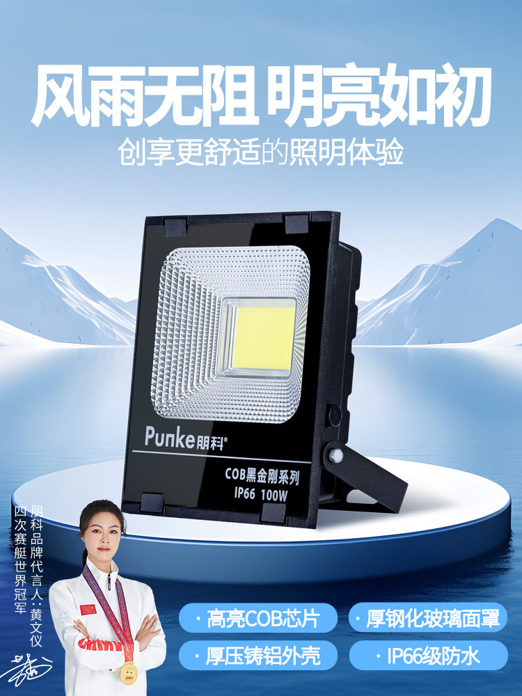 Led投光灯300W400瓦高功率射灯防水户外200W投光灯100W户外照明
