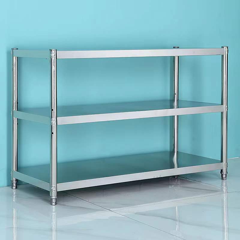 加厚不锈钢货架三层厨房饭店商用仓储杂物收纳锅架置物架落地定做