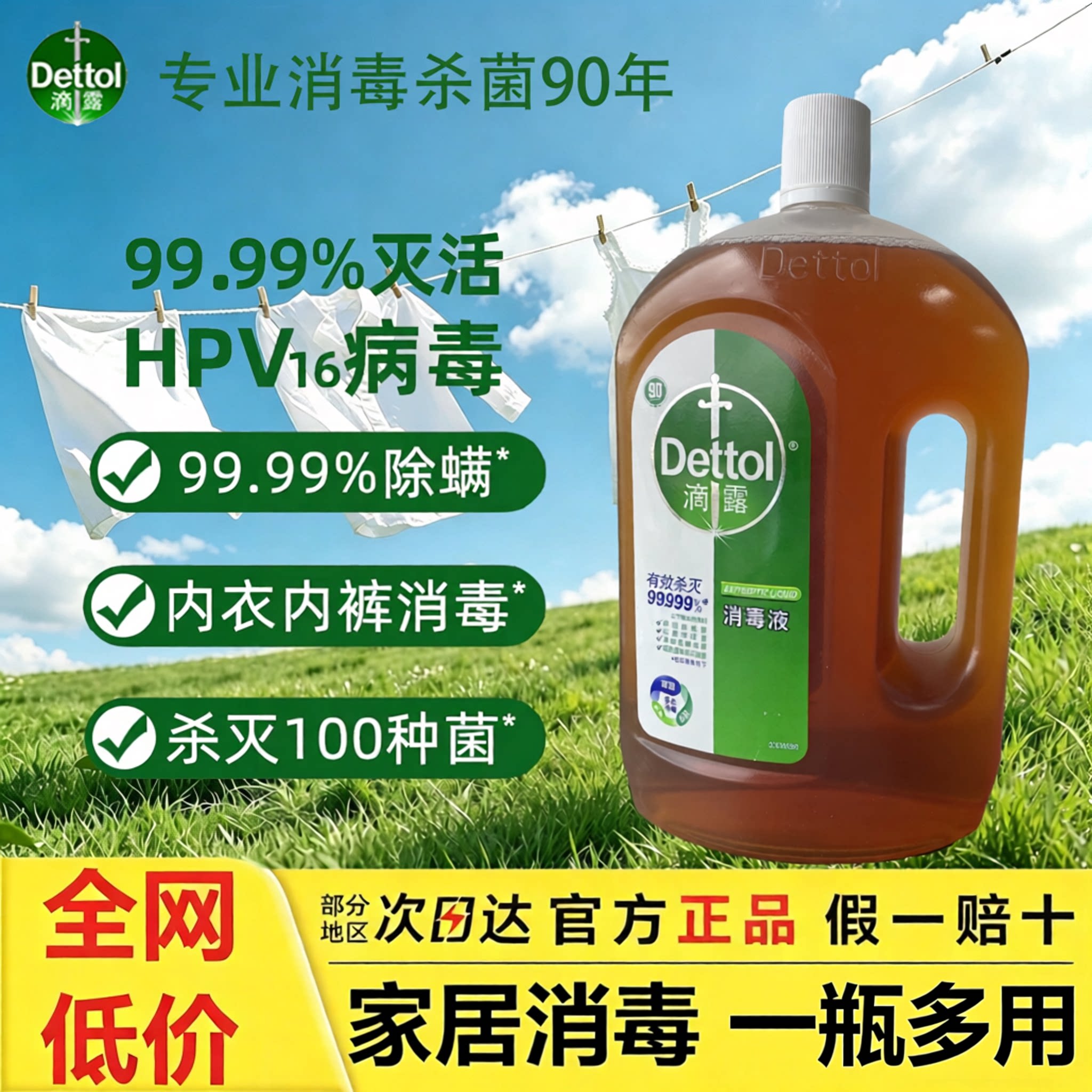 Dettol滴露消毒液衣物洗衣杀菌除螨拖地家居家用灭活病毒正品非84 - 实物图