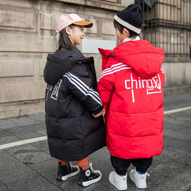 巴拉巴拉儿童羽绒服中长款男女童2021冬装国潮大童厚过膝亲子外套