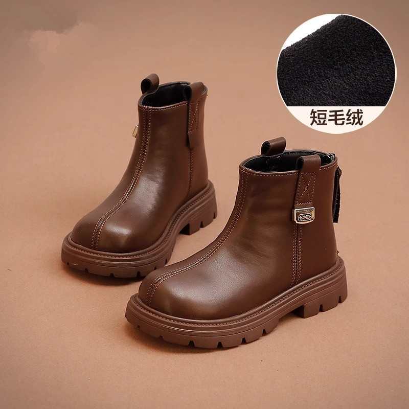 品牌儿童马丁靴2025冬款新款加绒保暖女童靴子小童加绒短靴男童鞋