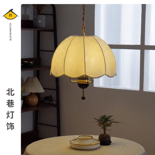 美式复古中古vintage餐厅卧室布艺印花田园吊灯设计师广东中山灯