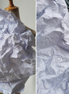 褶皱服装 碎冰蓝双层肌理纸 diy造型时尚连衣裙外套衣帽设计面料