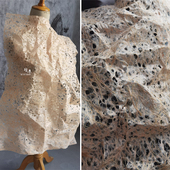 立体轮廓肌理肤粉破洞肌理纸压褶褶皱做旧纸连衣裙汉服装 设计面料