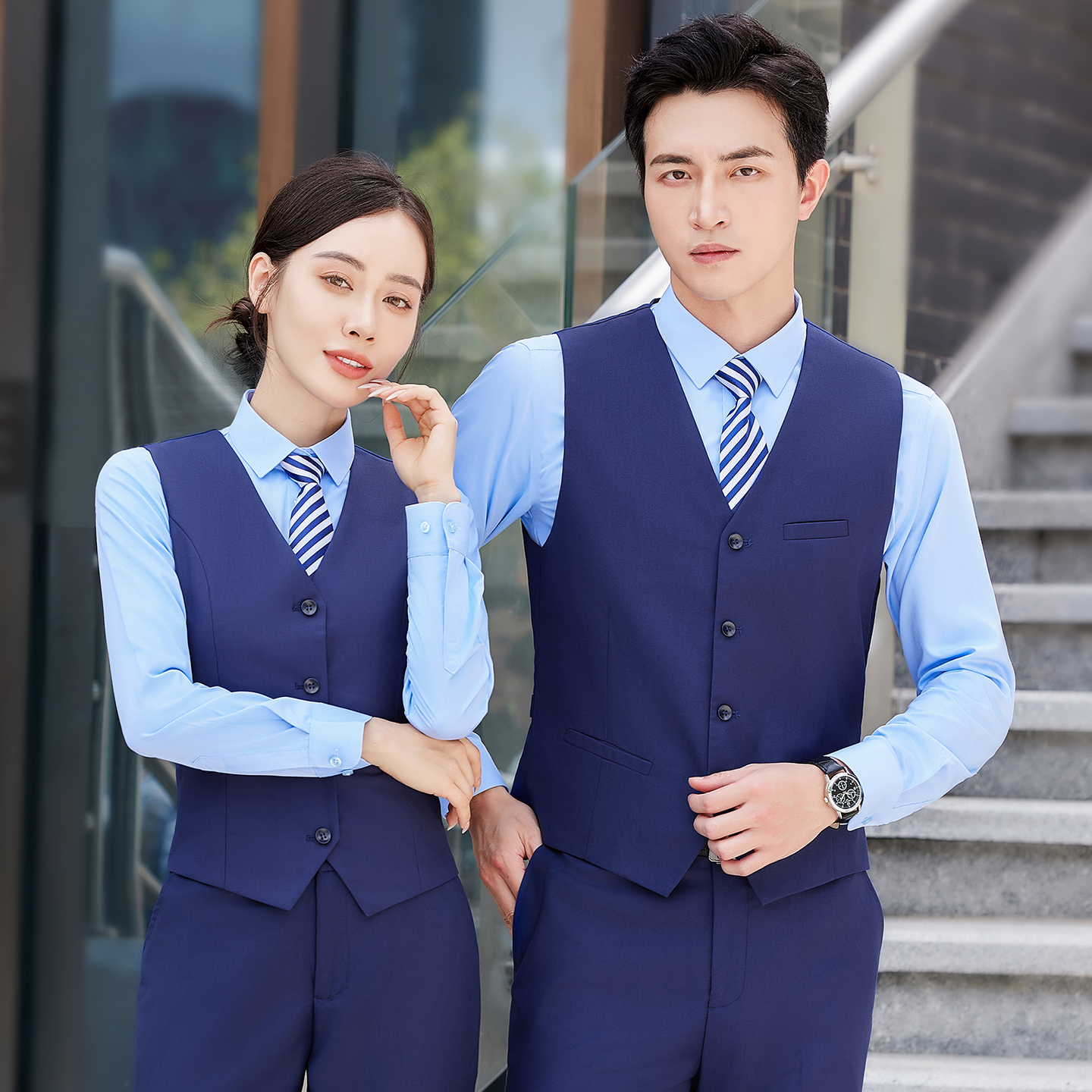 西装马甲套装男女同款工装工作服