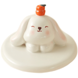 肆月胖乎乎兔兔陶瓷杯盖配件家用水杯咖啡杯盖子通用配盖卡通可爱