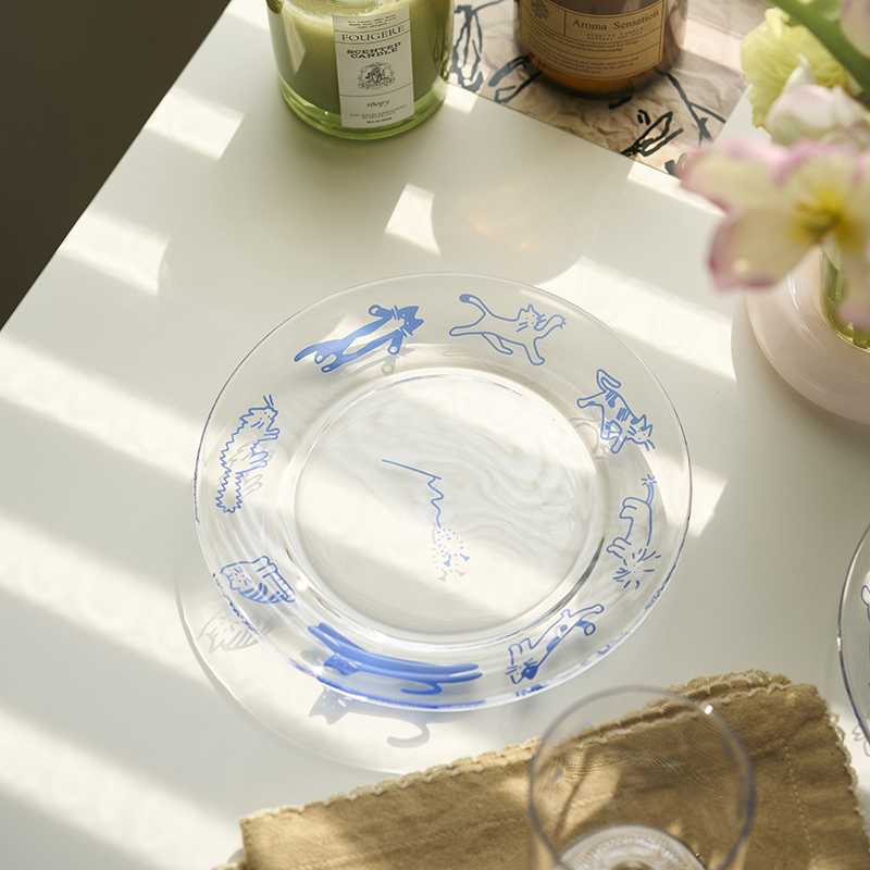 肆月可爱玻璃家用餐盘