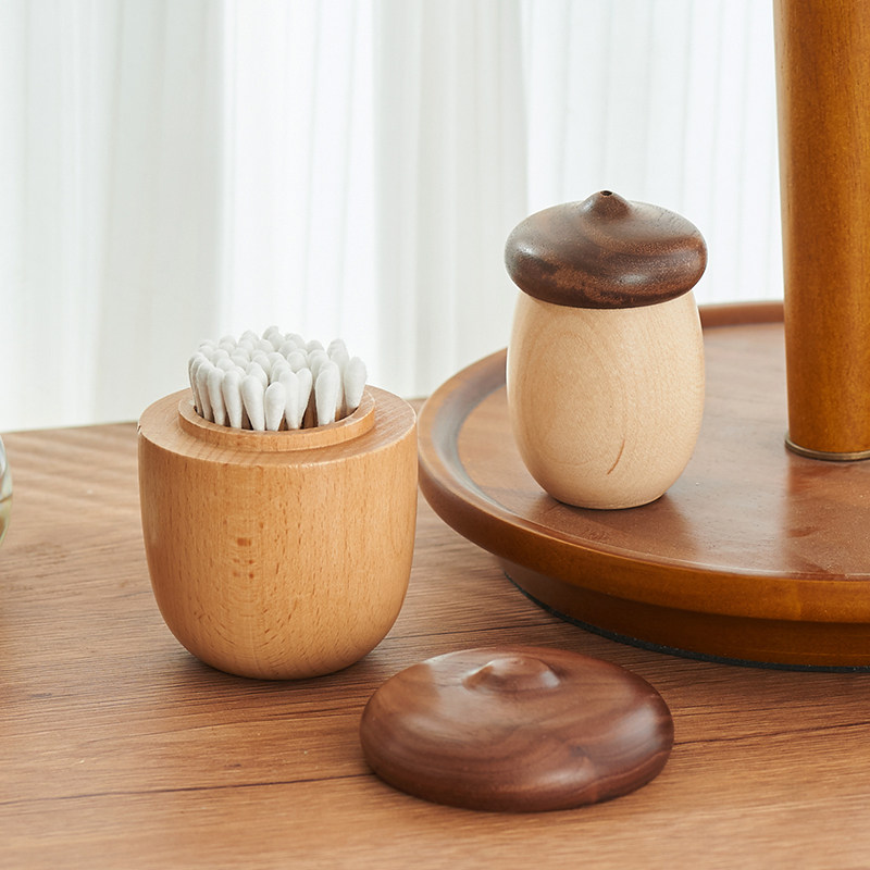 肆月胡桃木牙签罐桌面卸妆棉签收纳盒牙签盒梳妆台牙线盒牙签筒,收纳整理,桌面收纳盒,淘宝优惠券,粉丝福利购,淘宝优惠卷