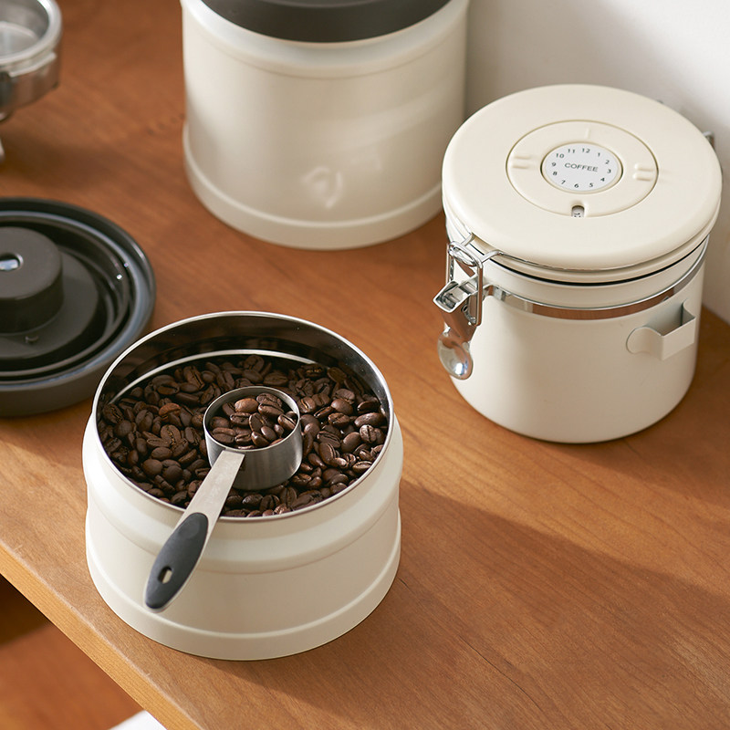 咖啡豆保存罐按压式抽真空密封罐不锈钢茶叶储存罐收纳罐子咖啡罐