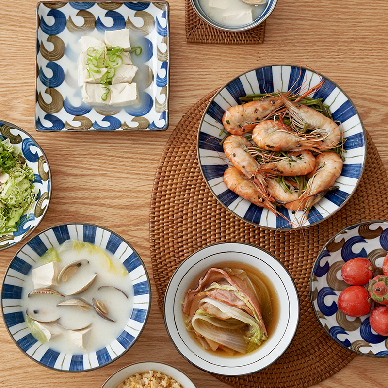 肆月青韵 日式风格餐盘 家用陶瓷盘子圆形菜盘餐盘碟子炒菜小菜碟