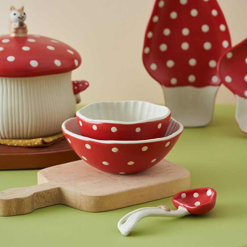肆月可爱蘑菇沙拉碗早餐碗燕麦碗面碗个人专用卡通饭碗高颜值餐具,餐饮具,碗,淘宝优惠券,粉丝福利购,淘宝优惠卷