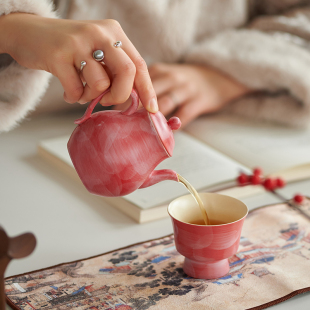 下午茶办公室会客 茶壶家用陶瓷泡茶壶茶杯高级感简约功夫茶具套装