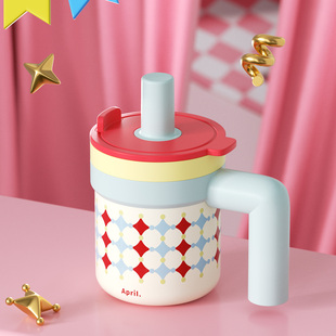 肆月吸管保温杯泡茶茶杯不锈钢女生水杯上班族办公室桌面小巧杯子