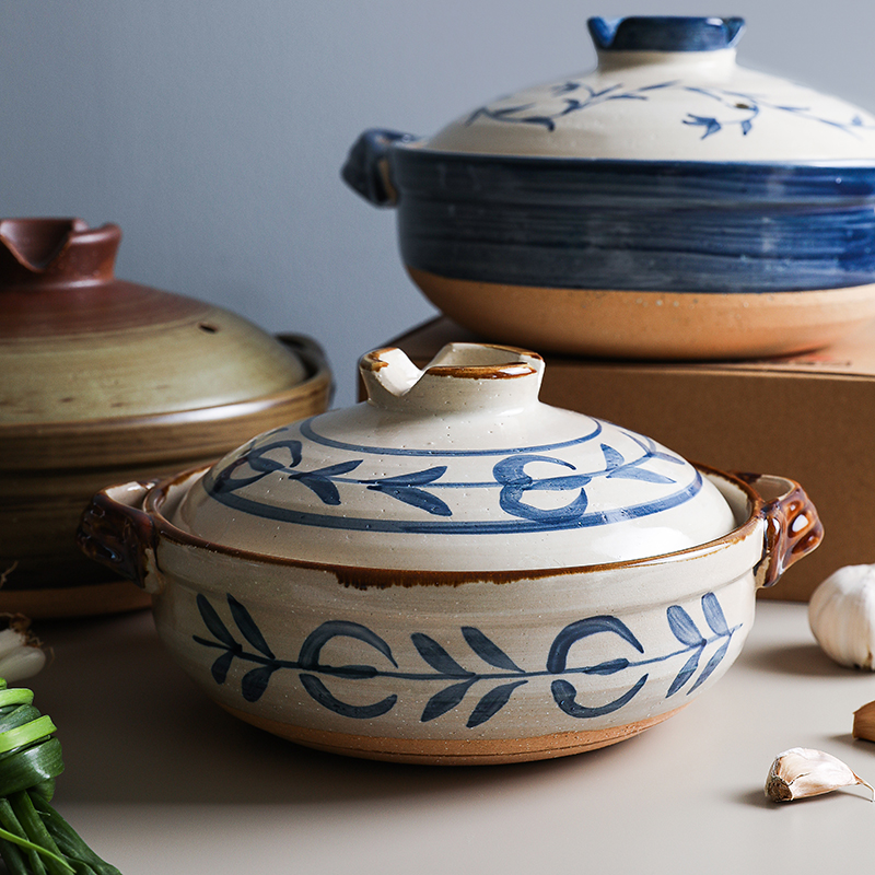 唐草 陶土砂锅 炖锅家用燃气专用煲汤耐高温陶瓷锅炖汤汤锅土沙锅