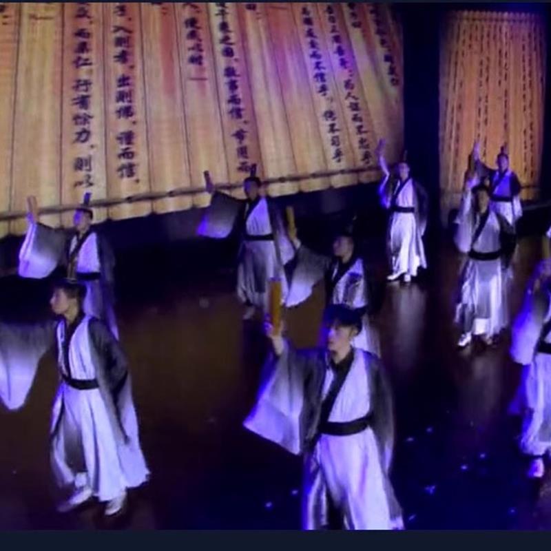 工厂价国学弟子规古典舞蹈服男中国风孔子书简舞纸扇书生舞衣演出