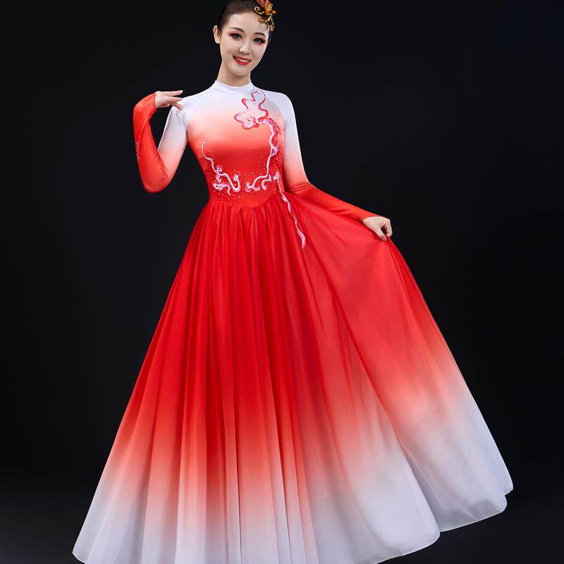 开场舞大摆裙演出服美丽中国现代舞盛世欢歌表演服绽放歌伴舞蹈服