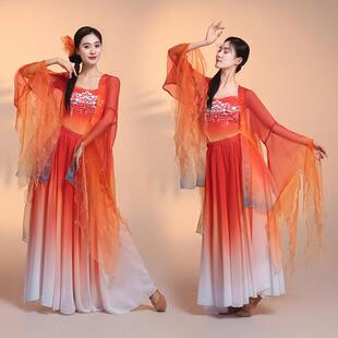 古典舞蹈服女飘逸渐变纱衣大袖 古风大摆裙中国舞艺考剧目演出服 衫
