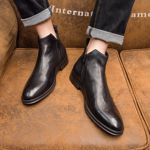 切尔西靴真皮保暖冬季加绒英伦