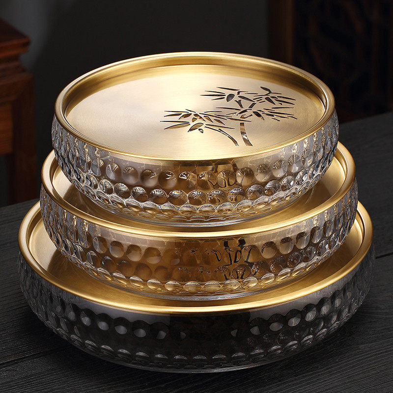 冠发PC黄铜茶盘家用大小型托盘储水式简约干泡盘茶具圆形茶海茶台,餐饮具,茶盘,淘宝优惠券,粉丝福利购,淘宝优惠卷