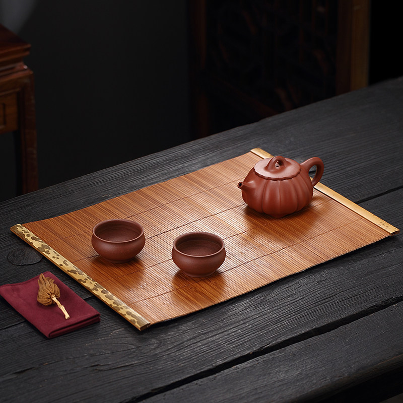 冠发竹席双面干泡茶席茶盘垫功夫茶具配件日式防水隔热垫小号茶垫