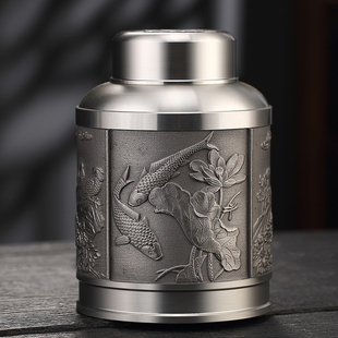 冠发茶叶罐密封罐锡罐大号金属包装盒小号茶罐茶仓一斤装高档空罐