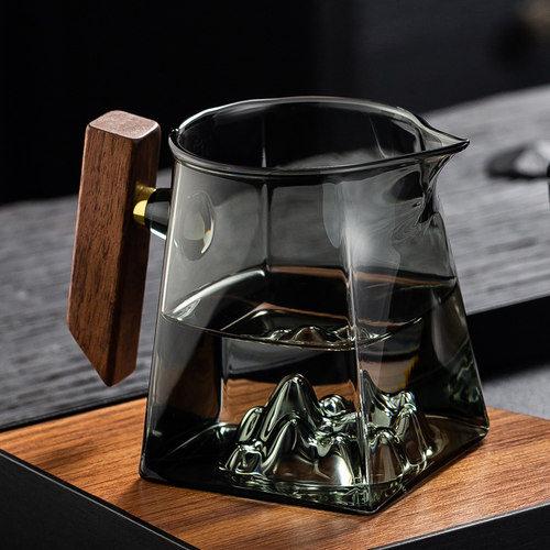 冠发四方观山玻璃公道杯加厚耐热