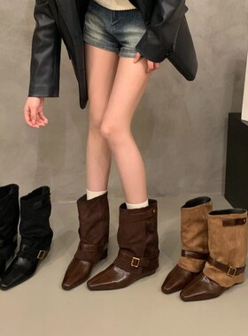 内增高裤管靴女美拉德西部牛仔靴